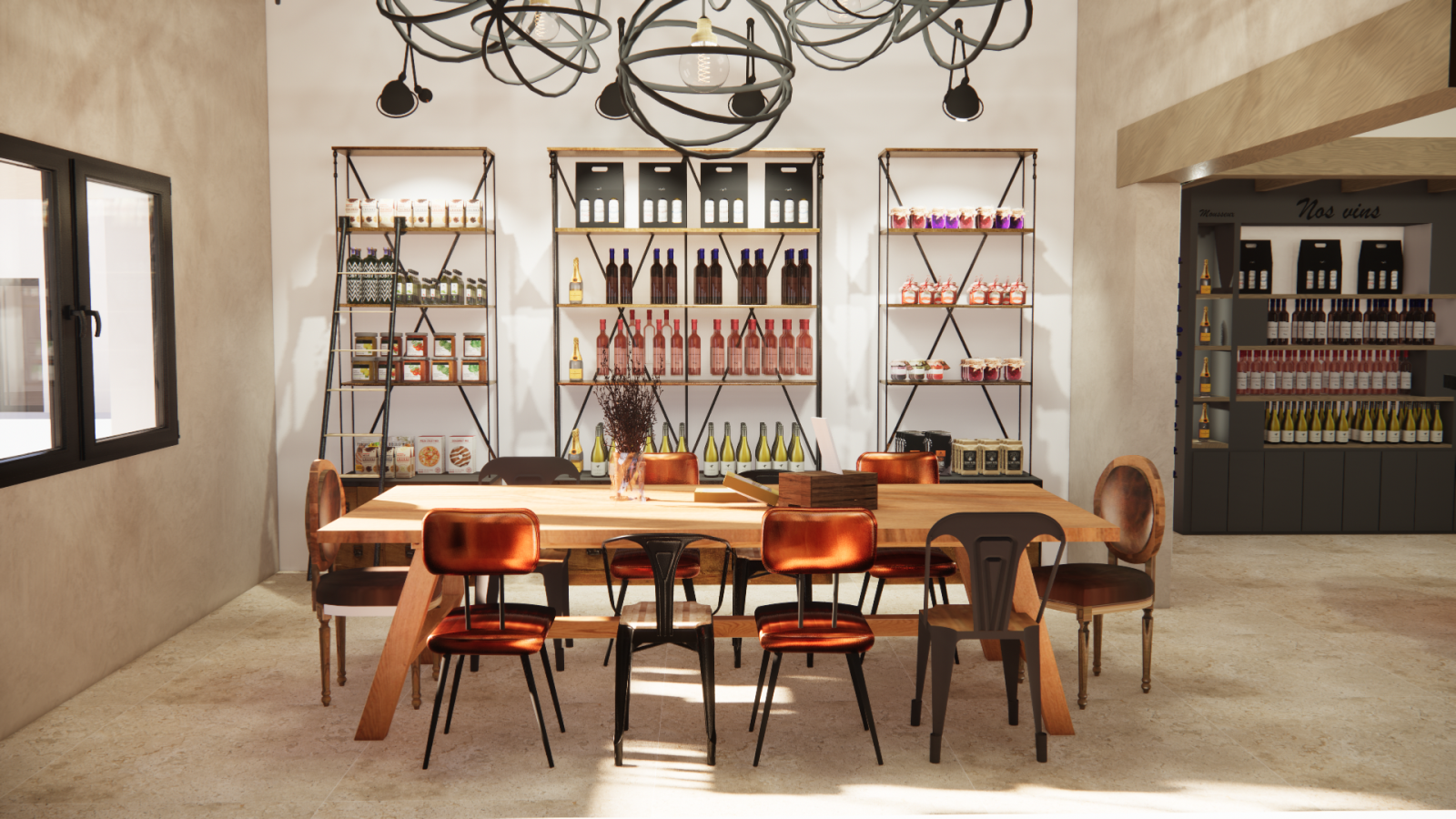 Décoration d'un caveau de vente dans un domaine viticole près de Béziers 34500 en Occitanie 