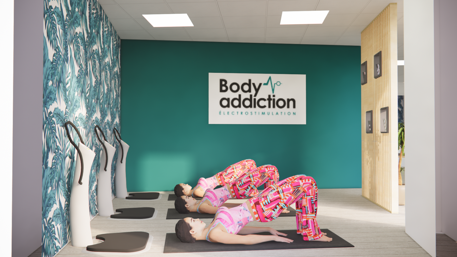 Décoration d'un institue à Conception d'un centre d'électrostimulation avec accompagnement visuel de la marque Body Adiction à Sète 34200 dans l'Hérault