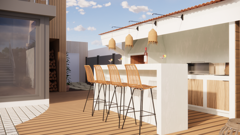 Rénovation d'une cuisine extérieure dans une villa en bords de mer à Frontignan plage dans l'Hérault
